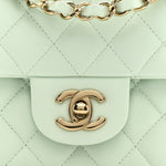 Lambskin Quilted Mini Rectangular Flap Light Green