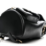 Shiny Caviar Quilted Medium Duma Pockets Drawstring Backpack Black