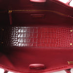 Calfskin Crocodile Embossed Archetype Small Shopper Tote Burgundy