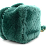 Shearling Lambskin Quilted Small Vanity Case Green
