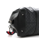 Soft GG Supreme Monogram Appia Calfskin Web Large Carry On Duffle Bag Black Grey