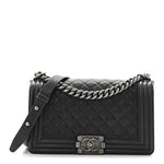 Caviar Quilted Medium Boy Flap Charcoal
