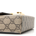 GG Supreme Monogram Calfskin Mini Padlock Top Handle Shoulder Bag Beige Black Cuir