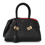 Calfskin Medium Hug Soft Bicolor Shoulder Bag Black Flame Red