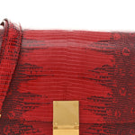 Lizard Medium Classic Box Flap Bag Ruby
