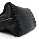 Pebbled Calfskin Large Skull Padlock Zip Around Tote Black