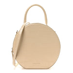 Calfskin Crocodile Embossed Circle Crossbody Bag Dune