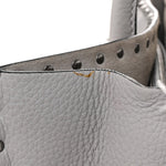 Grained Calfskin Medium Rockstud Double Handle Horizontal Tote Pastel Grey