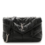 Lambskin Quilted Toy Loulou Puffer Monogram Chain Satchel Black