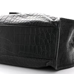 Calfskin Crocodile Embossed Monogram Medium Niki Shopping Bag Black