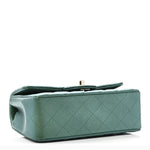 Iridescent Lambskin Quilted Mini Rectangular Flap Green
