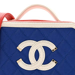 Caviar Quilted Small CC Filigree Vanity Case Blue White Red