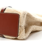 Shearling Calfskin Large Woody Ribbon Tote Mild Beige
