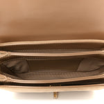 Shiny Calfskin Quilted Suede Goatskin Mini Messenger Beige