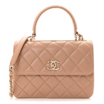 Lambskin Quilted Small Trendy CC Dual Handle Flap Bag Beige