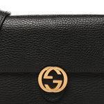 Dollar Calfskin Interlocking G Chain Wallet Black