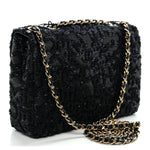 Sequin Quilted Small Single Flap Black