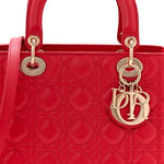Lambskin Cannage Medium Lady Dior Red