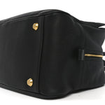 Grained Calfskin Medium Carrie Bowling Bag Black