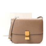 Liege Calfskin Medium Classic Box Flap Bag Taupe
