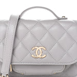 Caviar Quilted Mini Business Affinity Flap Grey
