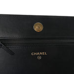 Caviar Quilted Pocket Clutch With Chain WOC Black