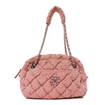 Nylon Bubble Quilt Shoulder Bag Red White
