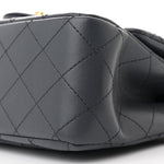 Lambskin Quilted Mini Pearl Crush Flap Dark Grey