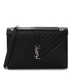Grain De Poudre Matelasse Chevron Large Monogram Satchel Black