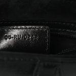 Shiny Crinkled Calfskin Studded Saddle Bag Black