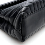 Calfskin Y Quilted Monogram Monochrome Medium Loulou Chain Satchel Black