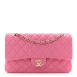 Caviar Quilted Medium Double Flap Pink