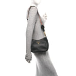 Vitello Phenix Zippered Messenger Hobo Black