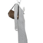 Metallic Caviar Half Moon Large Flap Bronze