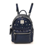 Metallic Calfskin Stud X-Mini Stark Bebe Boo Backpack Blue