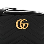 Calfskin Matelasse Mini GG Marmont Chain Shoulder Bag Black