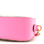 GG Supreme Monogram Textured Dollar Calfskin Web Ophidia Small Crossbody Bag Beige Ebony Fuchsia