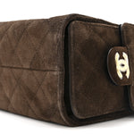 Suede Quilted Mini Chanel 25 Handbag Dark Brown