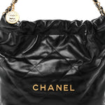 Shiny Calfskin Quilted Small Chanel 22 Black