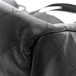 Caviar Stitched Large Lady Coco Shopping Tote Black