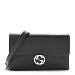 Dollar Calfskin Interlocking G Chain Wallet Black