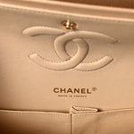 Caviar Quilted Medium Double Flap Beige