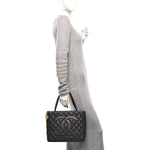 Caviar Quilted Medallion Tote Black