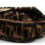 Shearling Vitello Dolce Macro FF 1974 Baguette Tobacco Black