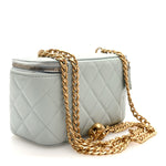 Caviar Quilted Sweetheart Vanity Case Bleu Clair