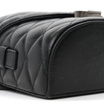Lambskin Quilted Monogram June Box Bag  Black