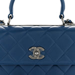 Lambskin Quilted Small Trendy CC Flap Dual Handle Bag Blue