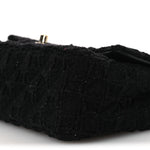 Tweed Quilted Mini Rectangular Flap Black