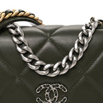 Lambskin Quilted Chanel 19 Wallet On Chain WOC Dark Green