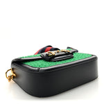 Casy Wool Azalea Calfskin Mini Horsebit 1955 Shoulder Bag Deep Emerald Blue